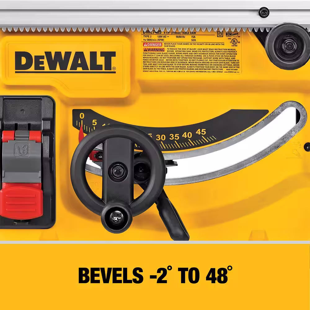 DEWALT 15 Amp Corded 8-1/4 in. Compact Portable Jobsite Tablesaw with Heavy-Duty Rolling Stand with Quick-Connect Brackets