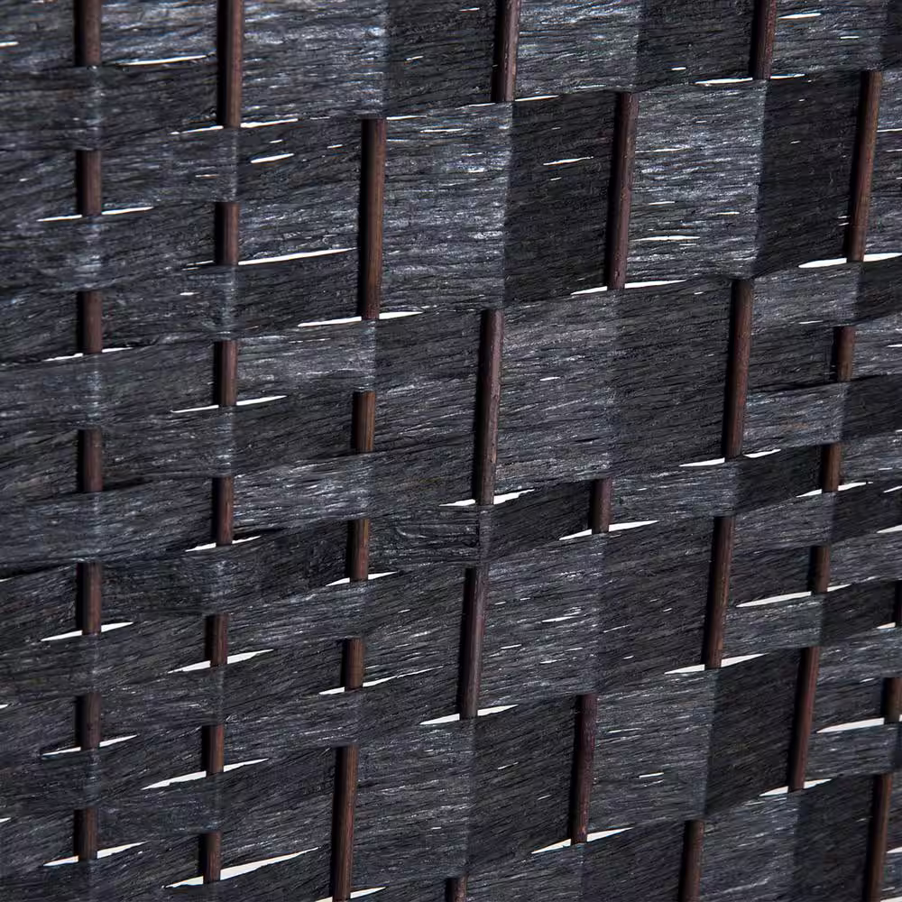 HOMCOM 6 ft. Tall Wicker Weave 4-Panel Room Divider Privacy Screen - Black
