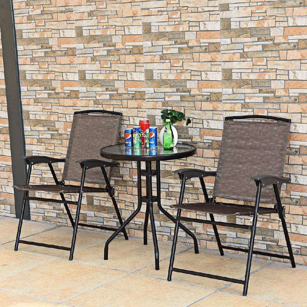 Costway 3-Piece Metal Round 27.5 in. H Outdoor Bistro Set