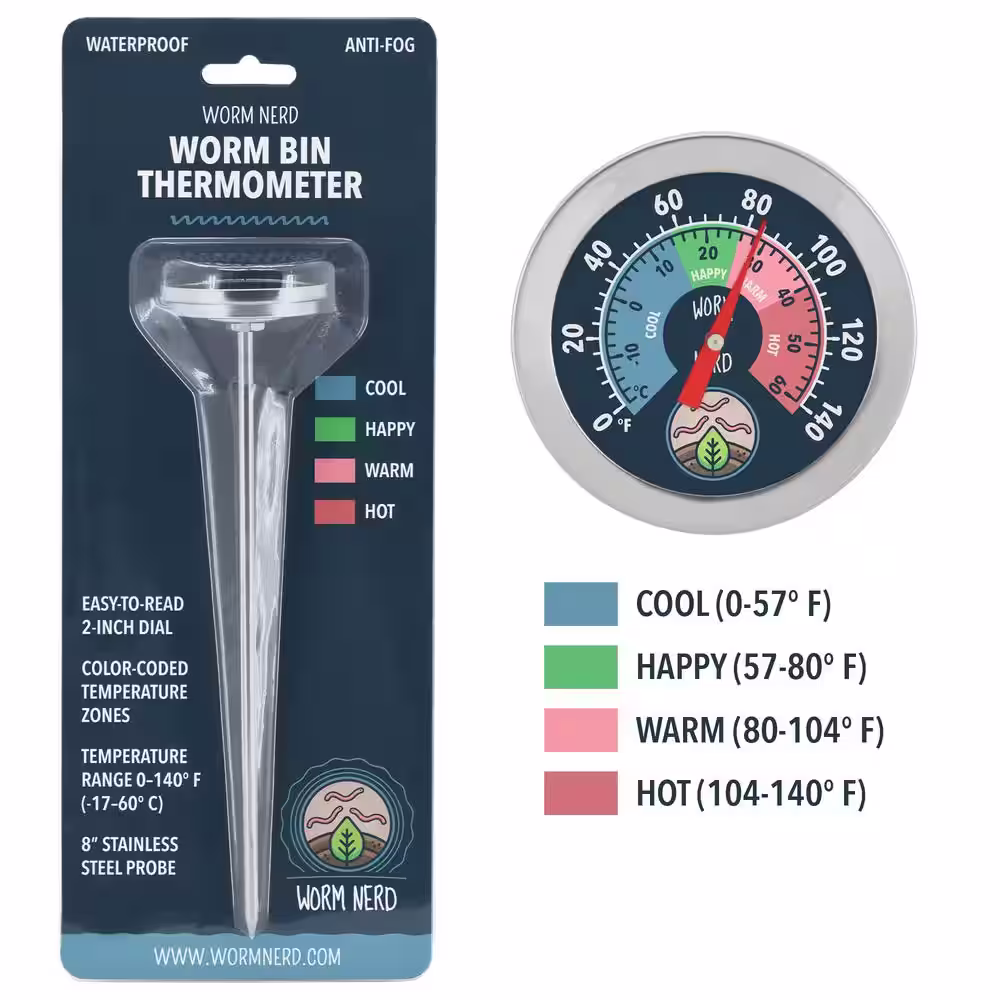 Arcadia Garden Products Worm Nerd 8 in. Stainless Steel Worm Compost and Garden Soil Thermometer