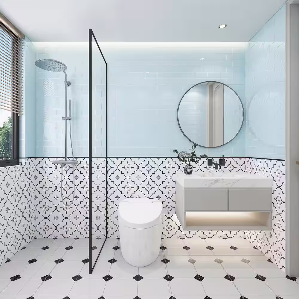 Giorbello Morning Sky Blue 3 in. x 6 in. x 8mm Glass Subway Wall Tile (5 sq. ft./Case)