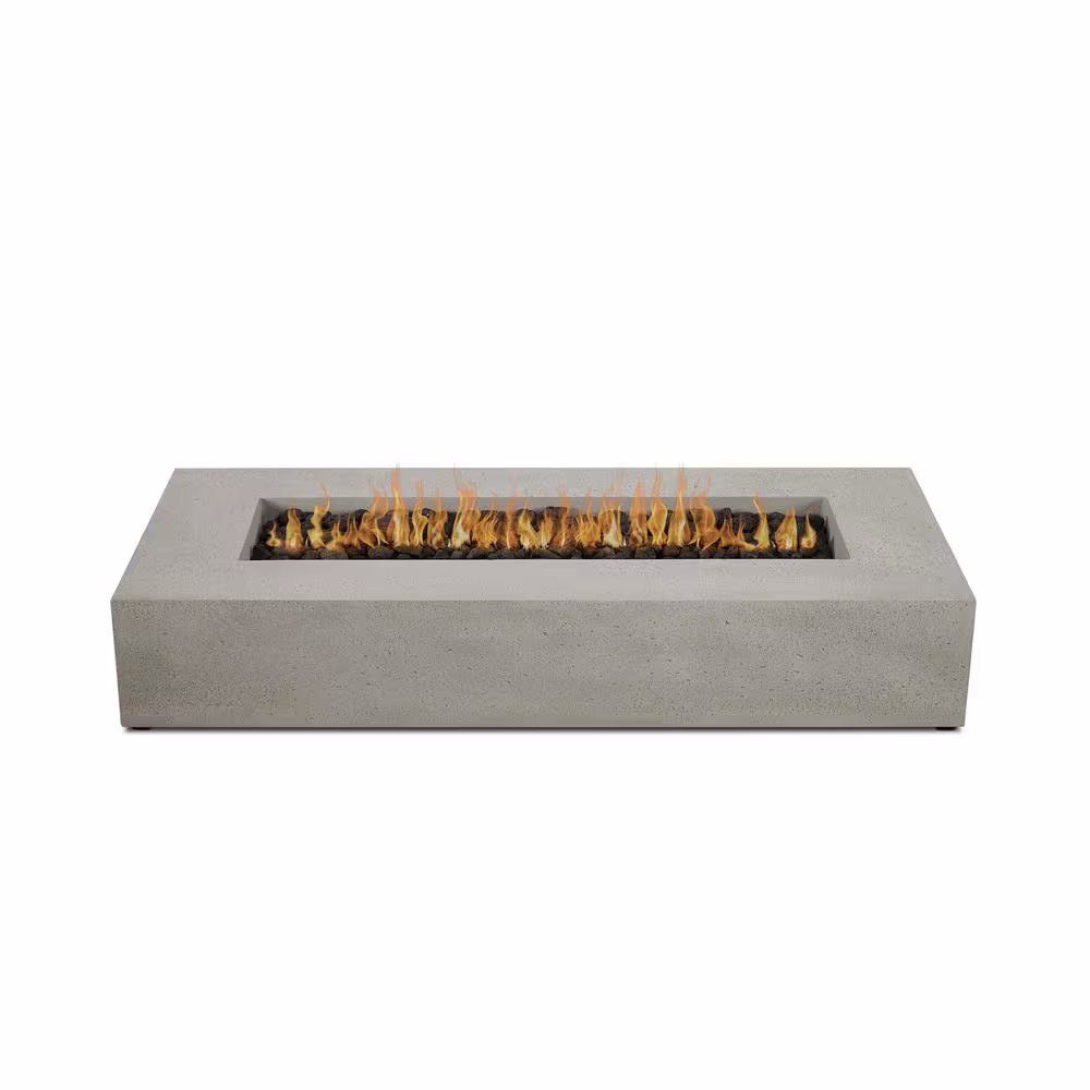 JENSEN CO Brookhurst 72 in. L X 12 in. H Outdoor GFRC Liquid Propane Fire Pit in Flint with Lava Rocks