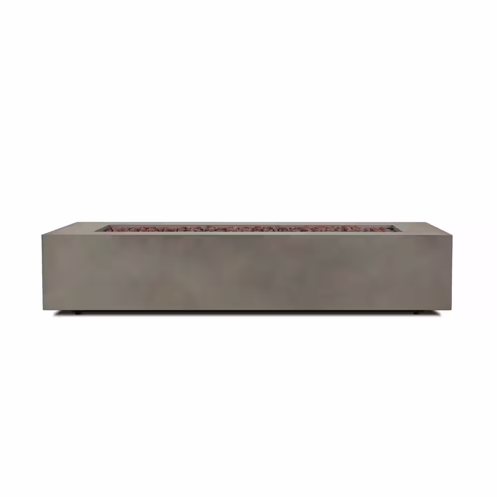 Real Flame Aegean 70 in. L X 32 in. W Outdoor Rectangular Powder Coated Steel Propane Fire Pit in Black with Lava Rocks