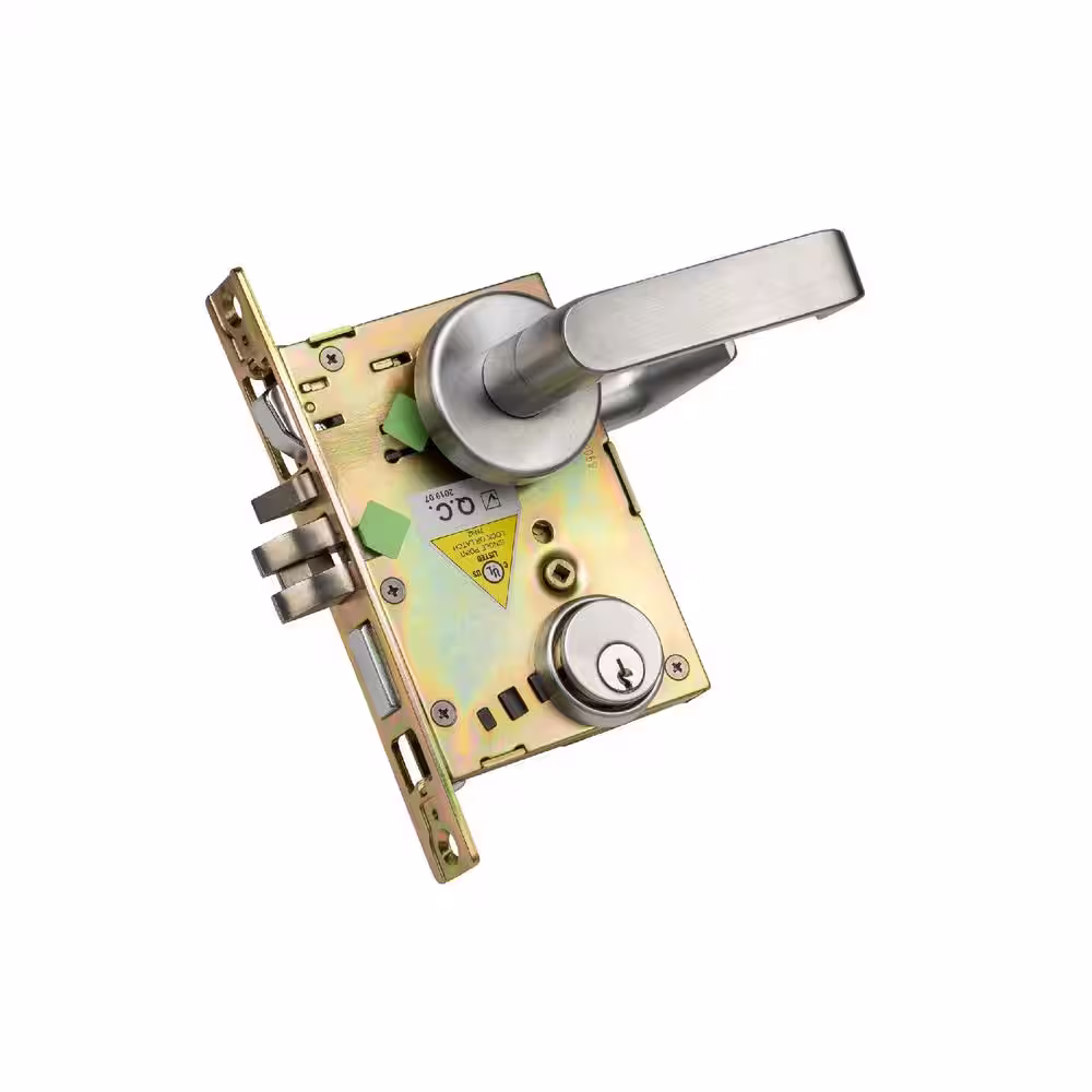 Taco DXML Series Brushed Chrome Grade 1 Entry Mortise Lock Door Handle with Sectional Left-Handed Lever