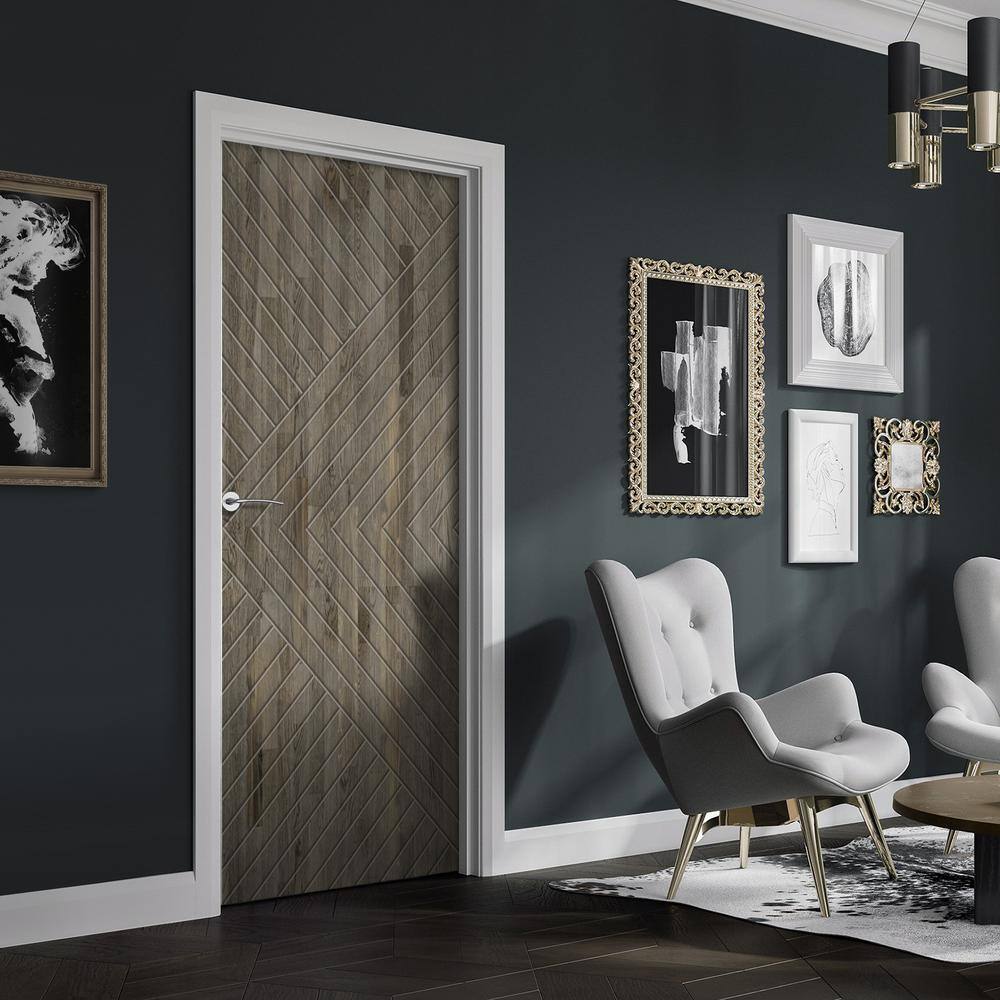 CALHOME 42 in. x 80 in. Hollow Core Weather Gray Stained Solid Wood Interior Door Slab