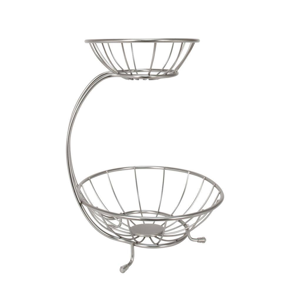 Spectrum Yumi Mini 2-Tier Server Baskets, For Fruit, Produce, Bread, K-Cups, Snacks & More, Satin Nickel