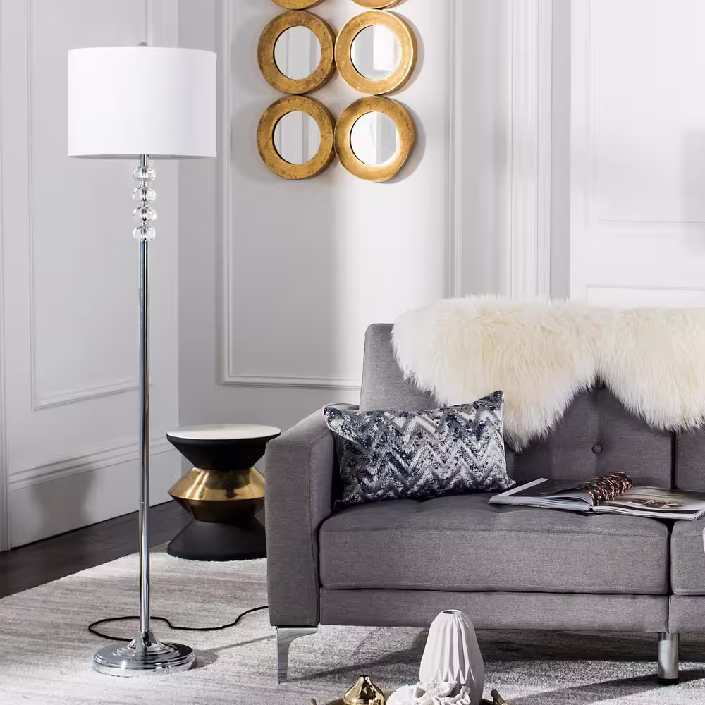 SAFAVIEH Vendome 60.25 in. Clear Floor Lamp with Off-White Shade