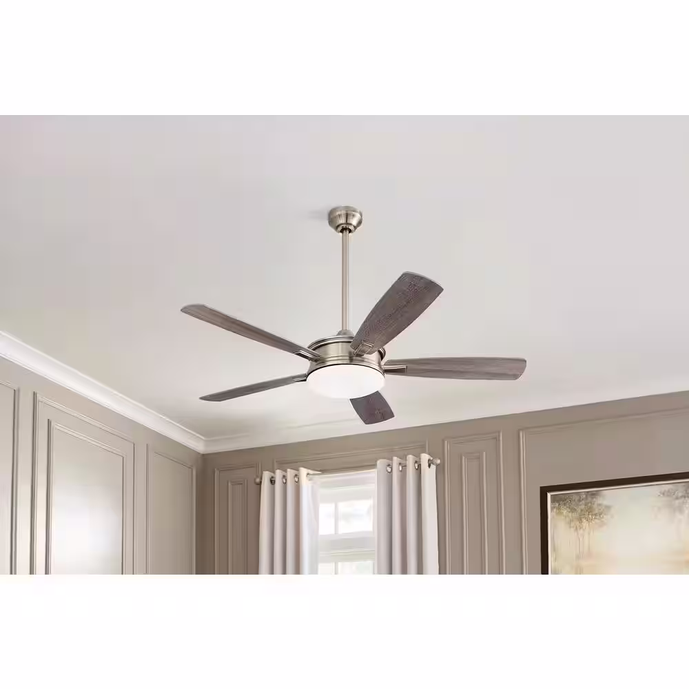 Home Decorators Collection Anselm 54 in. Integrated LED Indoor Brushed Nickel Ceiling Fan with Light Kit and Remote Control