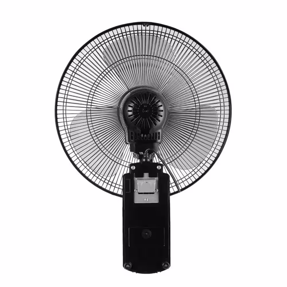 SPT 16 in. 3 Fan Speeds Wall Fan in Black with 3 Wind Modes, Timer, Oscillation and Remote Control