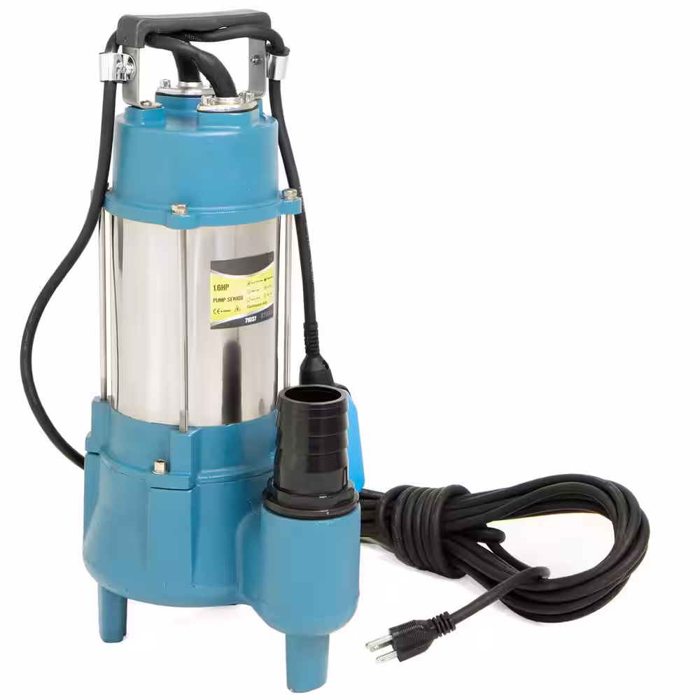 XtremepowerUS 1.6 HP Stainless Steel Submersible Sewage/Effluent Pump with Tethered Switch 220-Volt