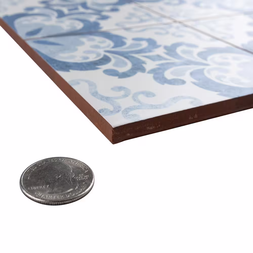 Merola Tile Harmonia Floral Lattice Blue 13 in. x 13 in. Ceramic Floor and Wall Tile (12.0 sq. ft./Case)