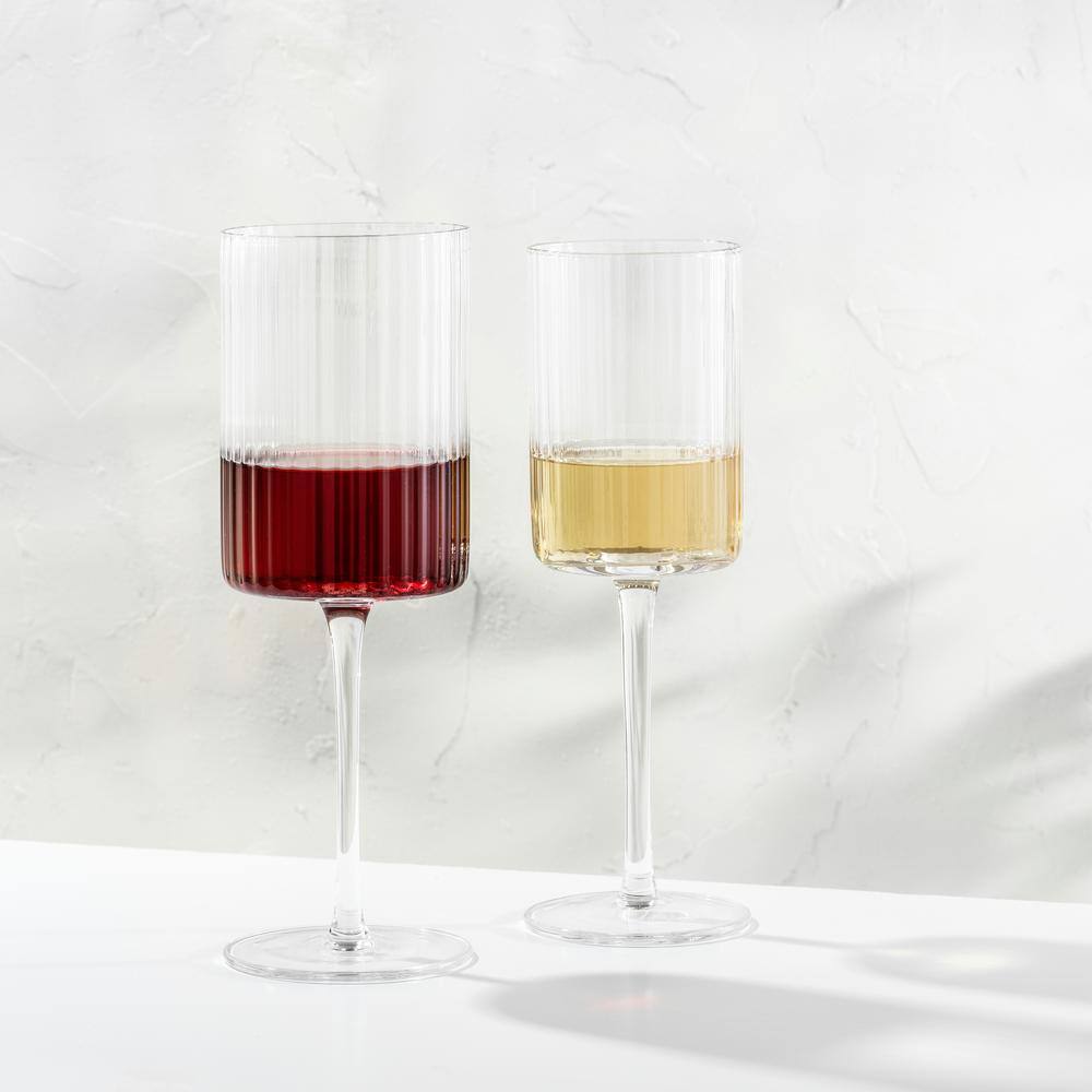 JoyJolt Elle 17.5 oz. Fluted Cylinder Red Wine Glasses Set (Set of 2)