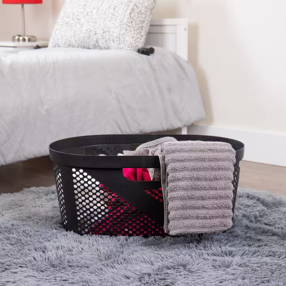 Mind Reader Basket Collection, Laundry Basket, 40 Liter (10kg/22lbs) Capacity, Cut Out Handles, Set of 2, Black