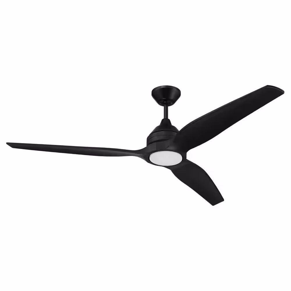CRAFTMADE Limerick 60 in. Indoor/Outdoor Flat Black Ceiling Fan with Integrated LED Light and Remote/Wall Control Included