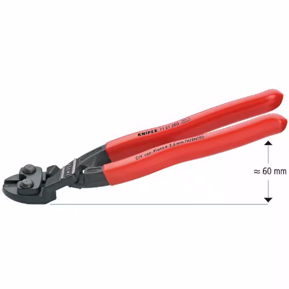 KNIPEX 8 in. Cobolt Angeled Head Lever Action Compact Bolt Cutter, 64 HRC Forged Steel