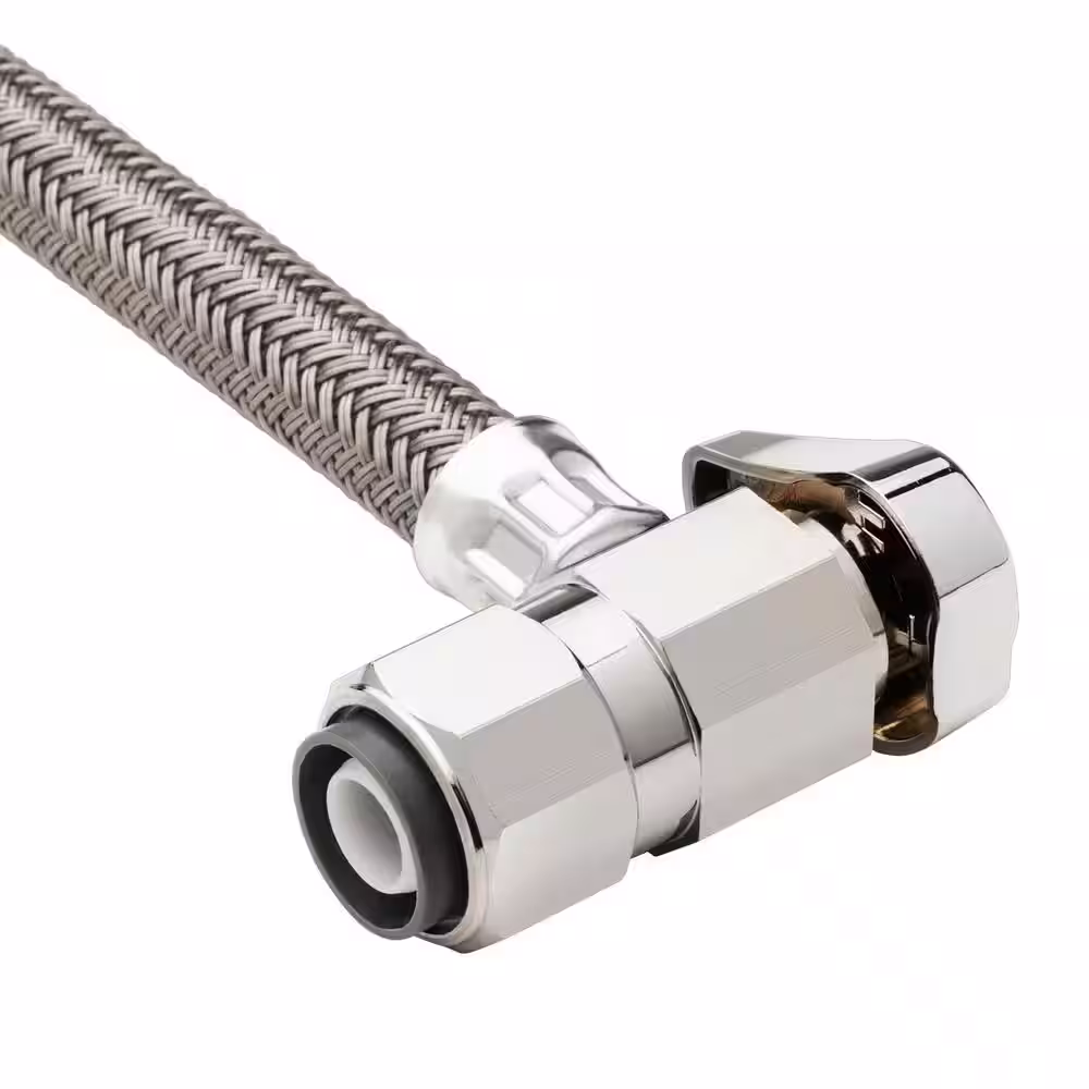 BrassCraft 1/2 in. Nominal Push Connect x 1/2 in. FIP x 20 in. SpeediOne Braided Faucet Connector and 1/4-Turn Angle Valve
