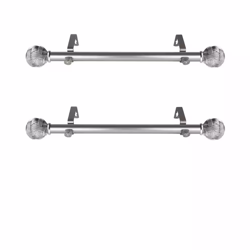 Rod Desyne Twine 12 in. - 20 in. L Adjustable 1 in. Dia Single Side Window Curtain Rod in Satin Nickel (Set of 2)