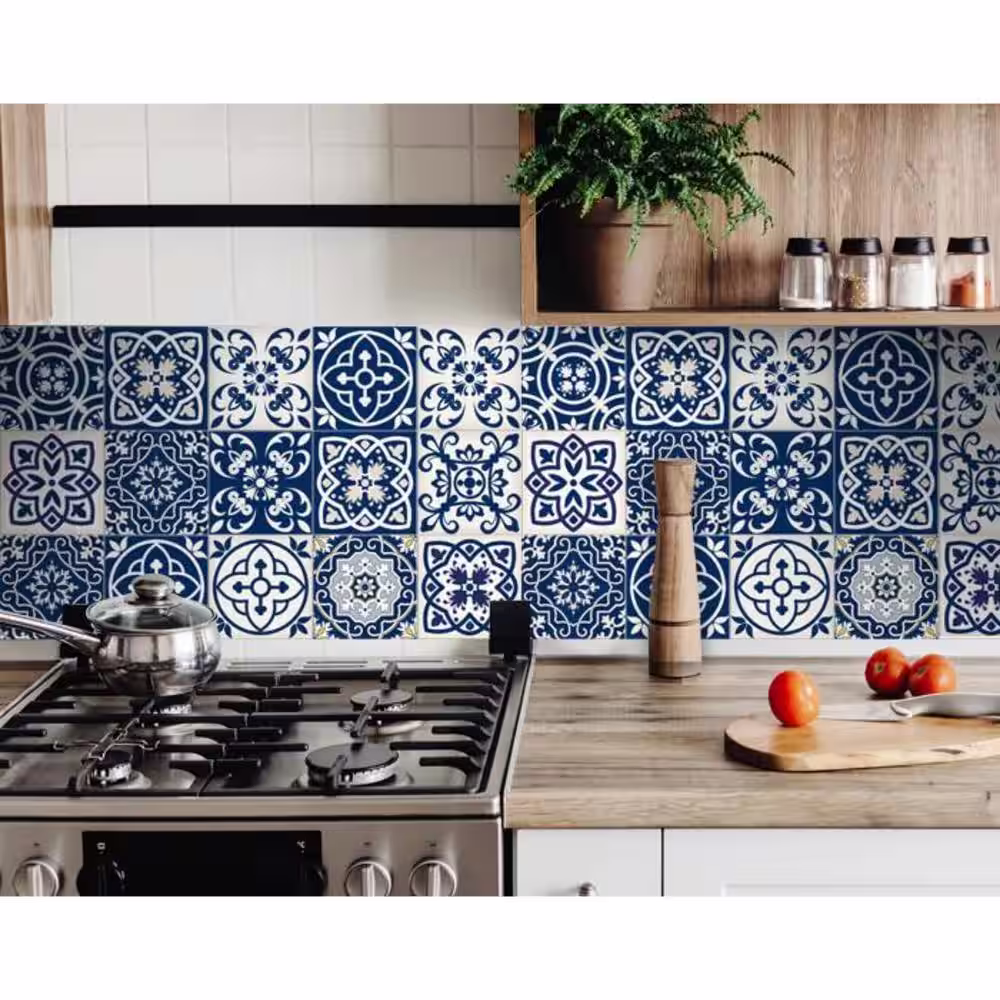 HomeRoots Amelia Black 8 in. x 8 in. Vinyl Peel and Stick Tile (10.67 sq. ft./Pack)