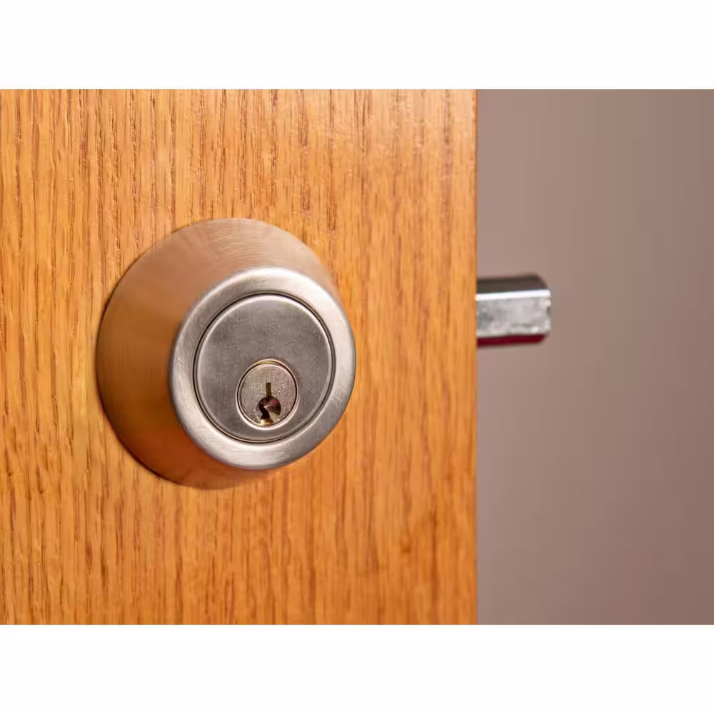 Taco ECB Satin Stainless Steel Grade 3 Cylindrical Entry Door Knob 2-3/4in Backset Lockset and Single Cylinder Deadbolt Combo