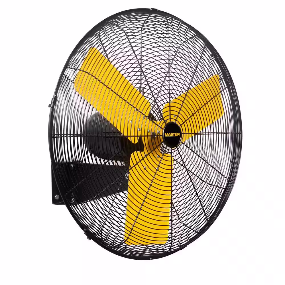 Master 24 in. Indoor Yellow High Velocity 3-Speed Switch On Wall Mount Fan