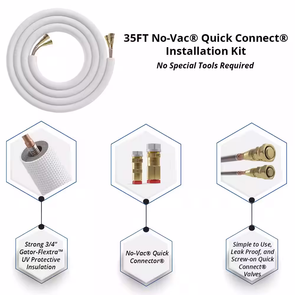 MRCOOL DIY Universal 48,000 BTU 18 SEER R410A Split System Heat Pump with 50 ft. NoVac Install Kit, 5KW Heat Kit -208/230V