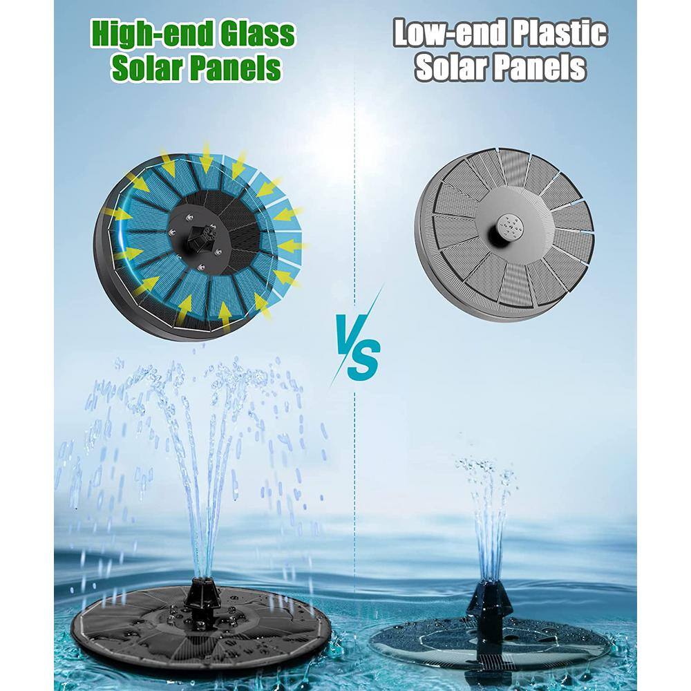 None 3.5-Watt Solar Powered Fountain Built-in 2000 Battery with 7 Nozzle  and  4 Fixer, Solar Fountain Pump