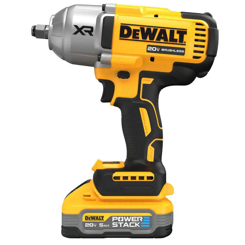 DEWALT 20V MAX XR Lithium-Ion Cordless 1/2 in. Impact Wrench with Hog Ring Anvil Kit with POWERSTACK 5.0Ah Battery and Charger