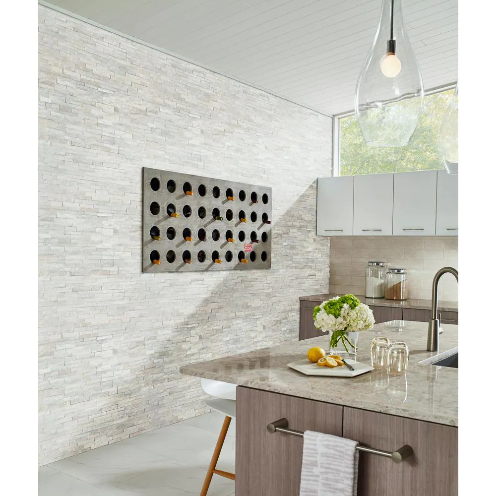 MSI Arctic White Mini Ledger Panel 4.5 in. x 16 in. Natural Marble Wall Tile 5 sq. ft. /case