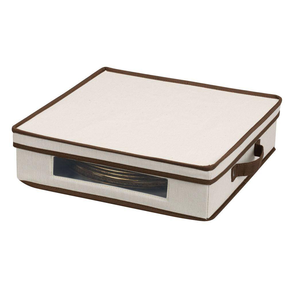 HOUSEHOLD ESSENTIALS Charge Plate Storage Chest Canvas with Trim