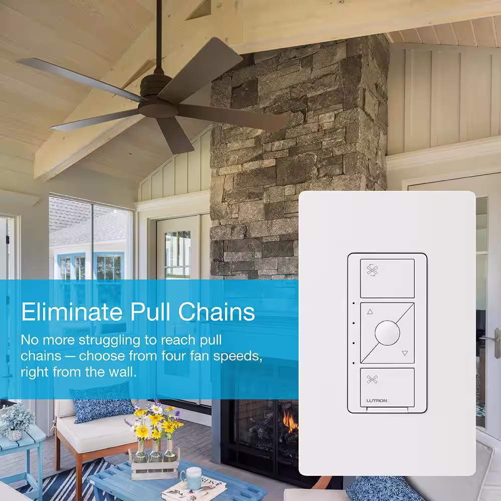 Lutron Caseta Smart Fan Speed Control and Remote Kit, White (CASETA-FAN-PICO)