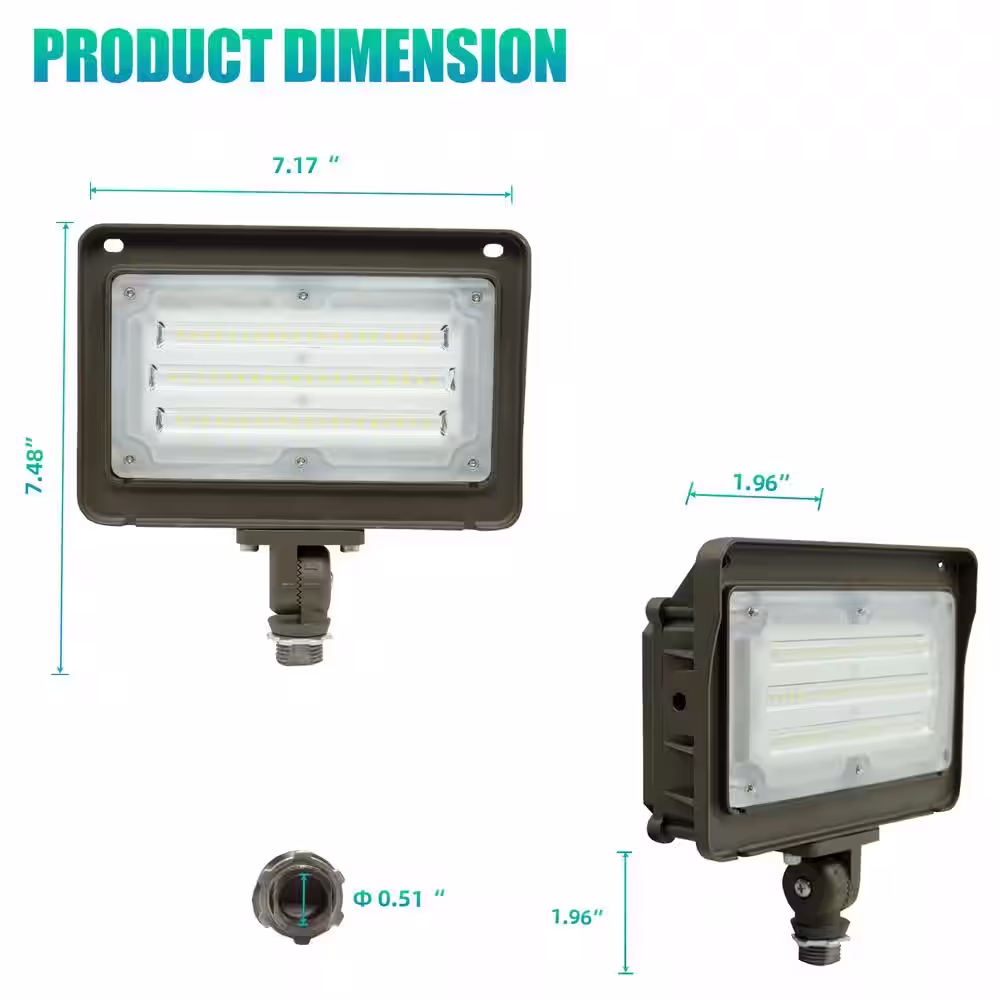 None 250-Watt Equivalence 120-Degree Bronze Integrated LED Outdoor Flood Light 5000k White 6000 Lumens Dusk to Dawn