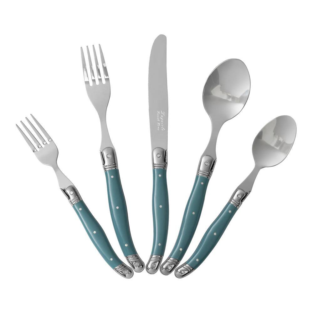 None French Home Laguiole 20-Piece Aegean Teal Stainless Steel Flatware Set (Service for 4)