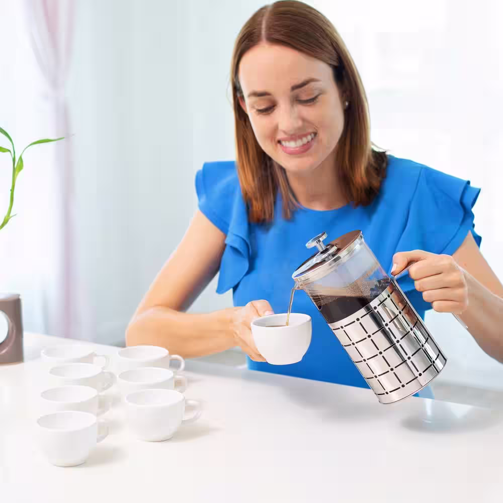 OVENTE 4-Cup Stainless Steel French Press Coffee Maker with 4 Level Mesh Filter