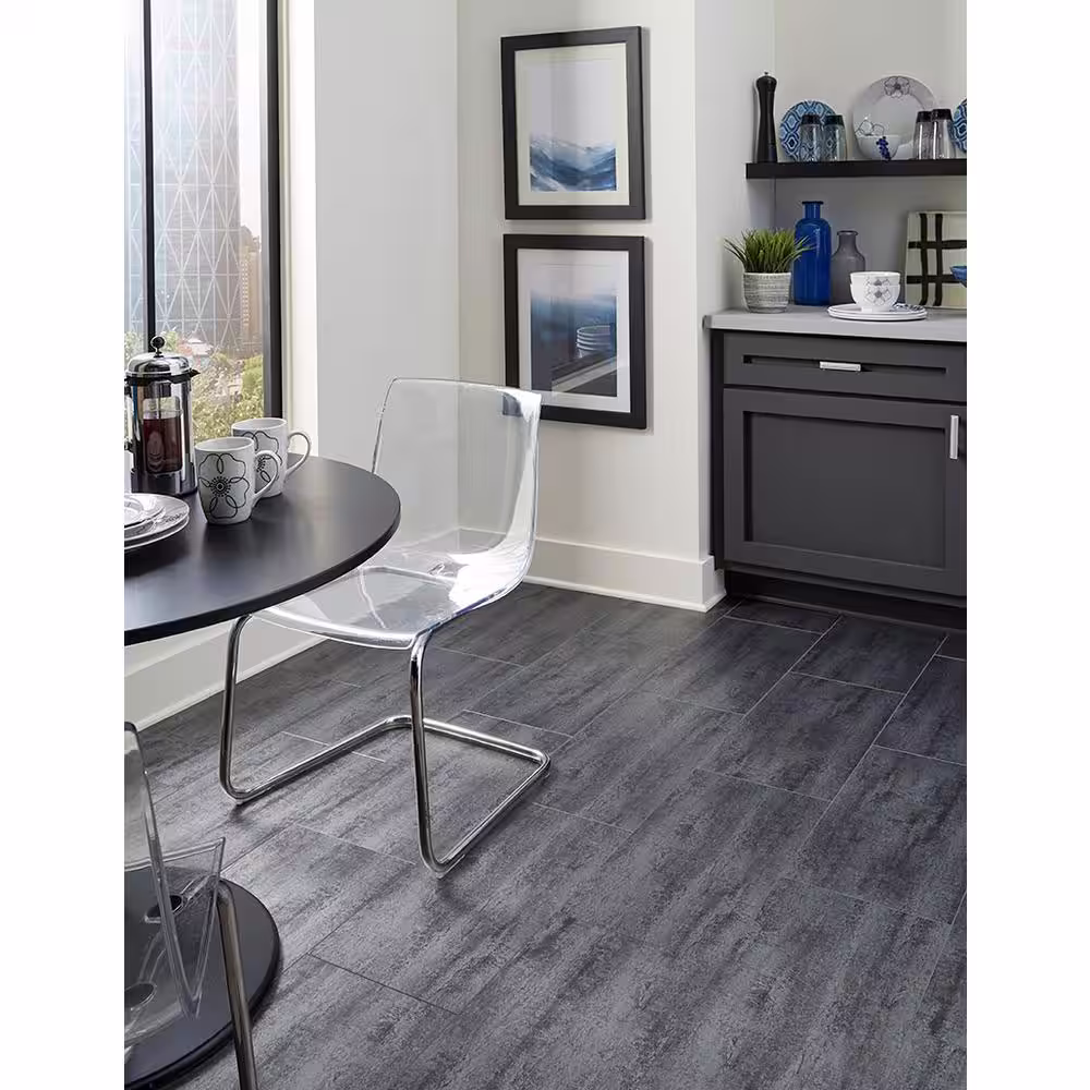 Islander Hematite 20 MIL x 12 in. W x 24 in. L Click Lock Waterproof Vinyl Tile Flooring (18 sqft/case)