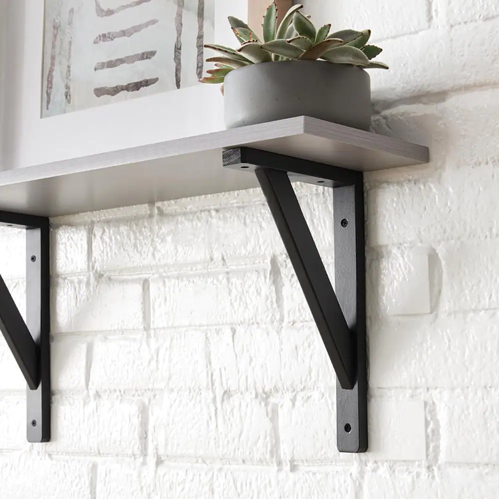 StyleWell 9 in. L Black Wood Fixed Mount Shelving Decorative Bracket