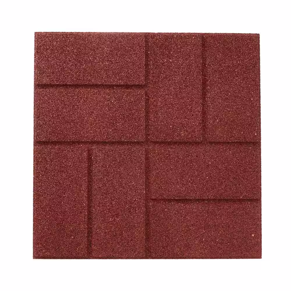 Rubberific 16 in. x 16 in. Red Dual-Sided Rubber Paver (9-Pack)