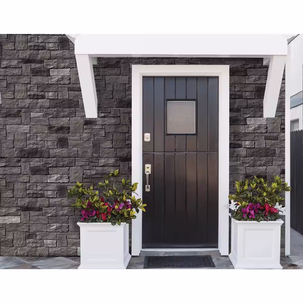 Novik 6.10 in. W x 21.25 in. Corner Artisan Cut Stone Polymer Trim Vinyl Siding in Ash