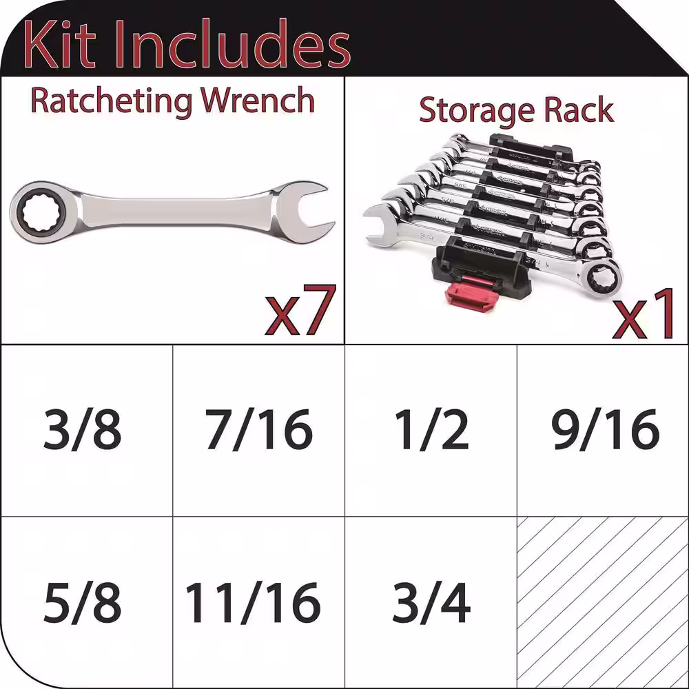 Husky Ratcheting SAE Combination Wrench Set (7-Piece)