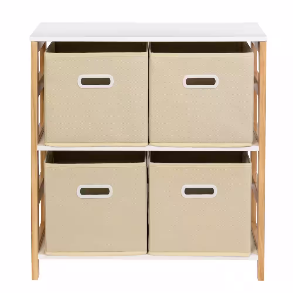 Honey-Can-Do 24.8 in. H x 23.6 in. W x 10.63 in. D White Plastic Cube Storage Bin