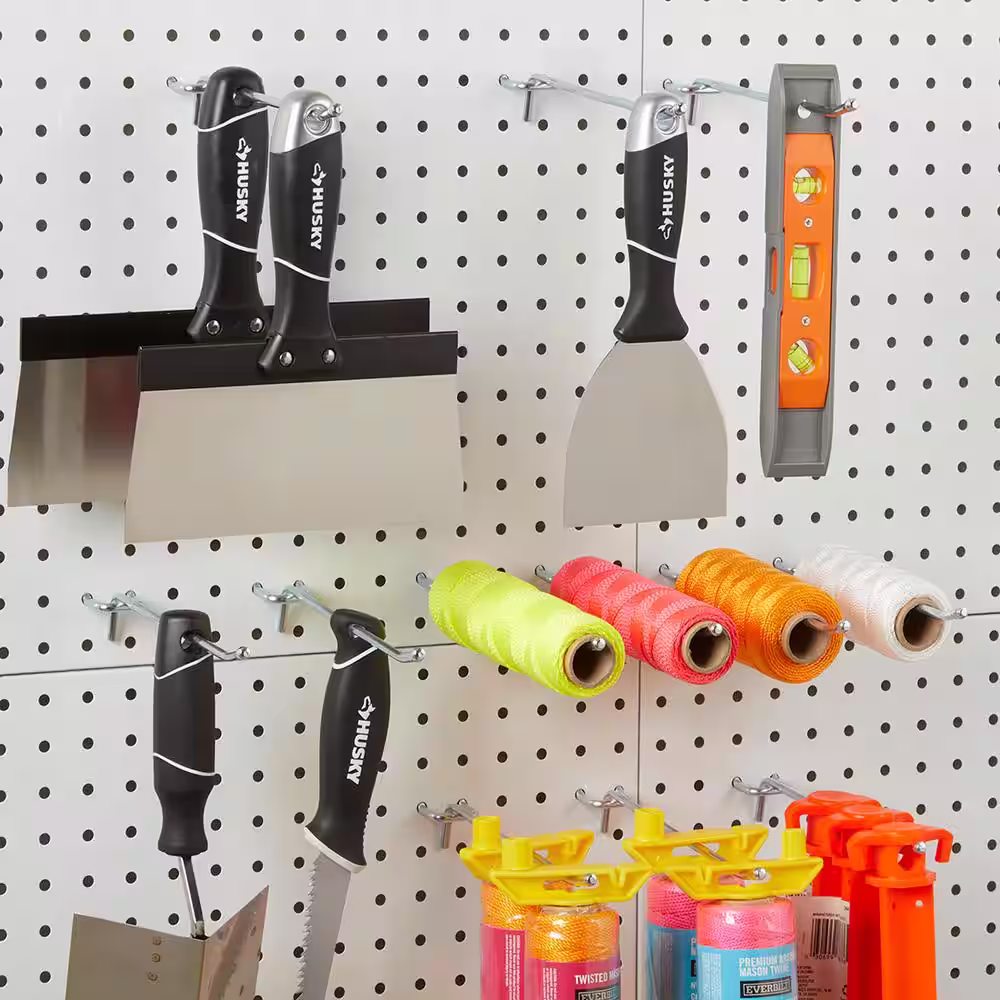 Everbilt 6 in. Zinc-Plated Steel Straight Peg Hooks (12-Pack) for 1/4 in. Pegboards