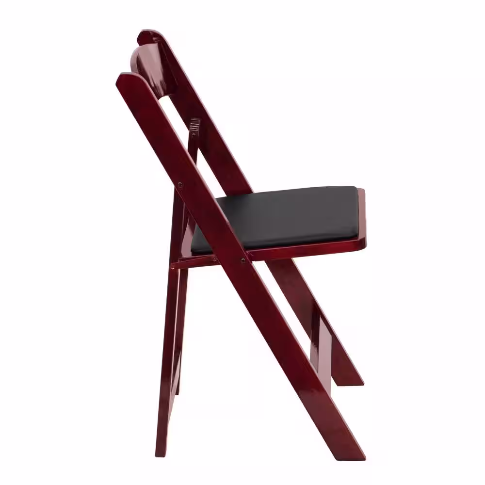 Flash Furniture Hercules Series Mahogany Wood Folding Chair with Vinyl Padded Seat