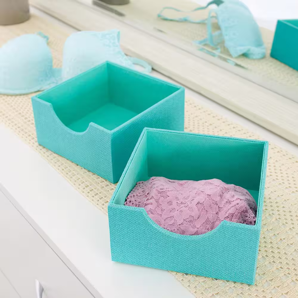 HOUSEHOLD ESSENTIALS Seafoam Linen 6 in. Square Hard-Sided Trays (2-Piece)