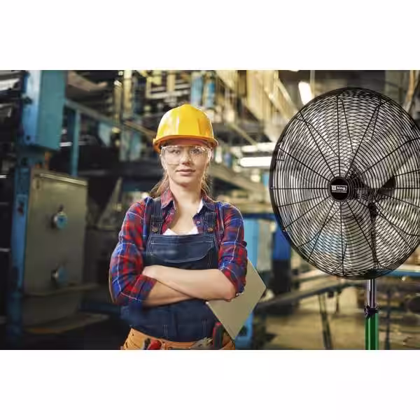King Electric PFC Adjustable Height 57 in. to 75 in. Non-Oscillating 24 in. Commercial Air Circulator Pedestal Fan 2-Speed