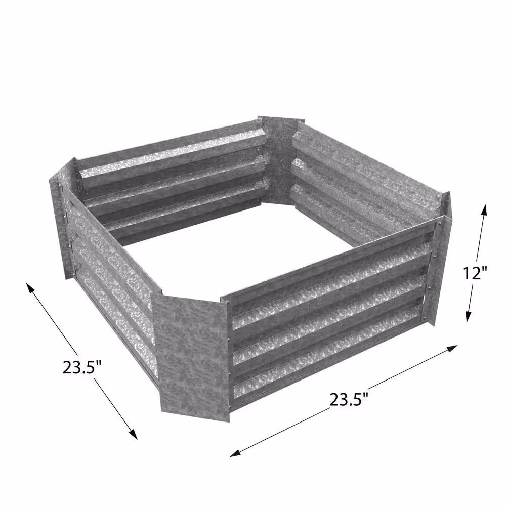 Pure Garden 23.5 in. x 23.5 in. Silver Raised Garden Bed