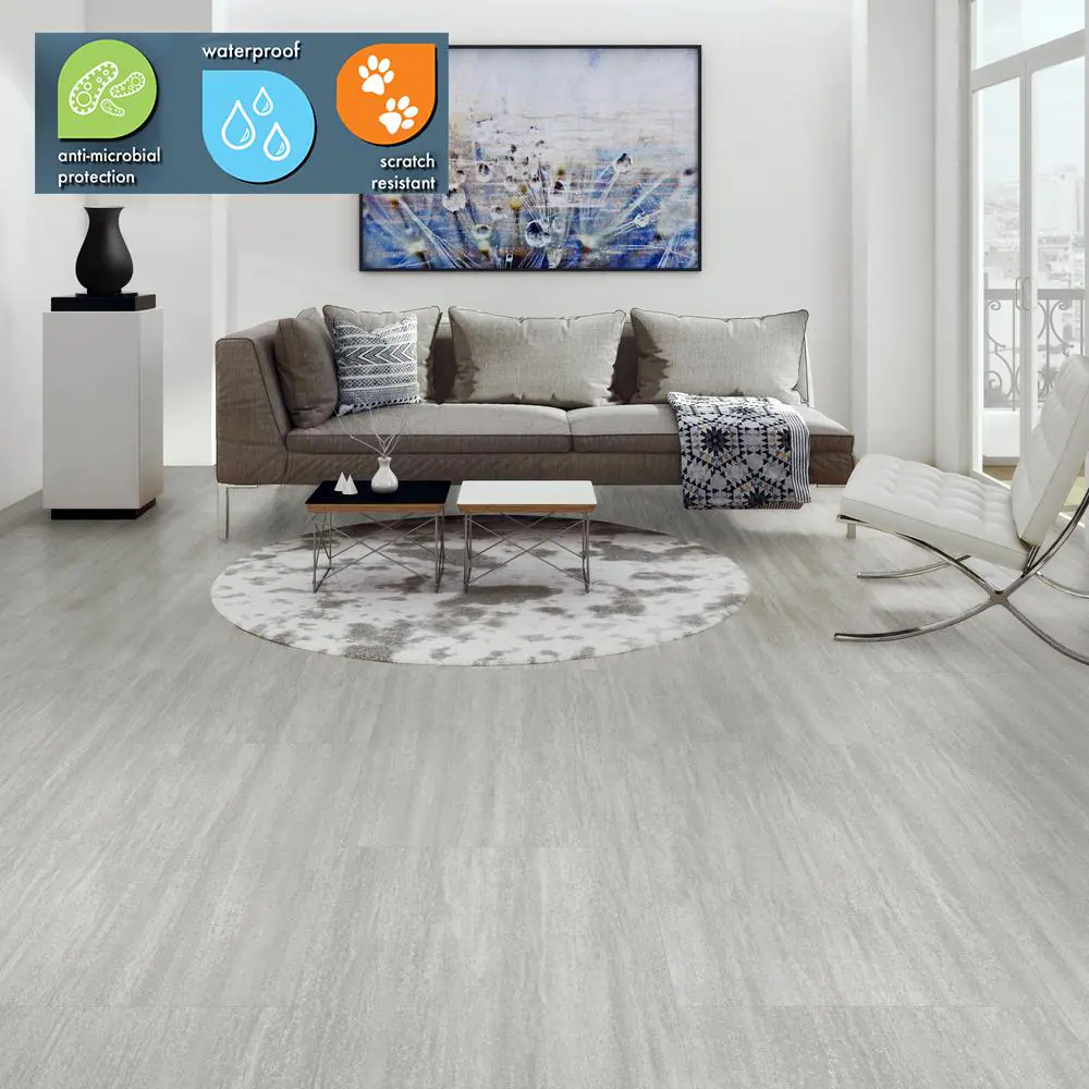 Lifeproof Capitola Silver 6 MIL x 16 in. W x 32 in. L Click Lock Waterproof Vinyl Tile Flooring (24.9 sqft/case)