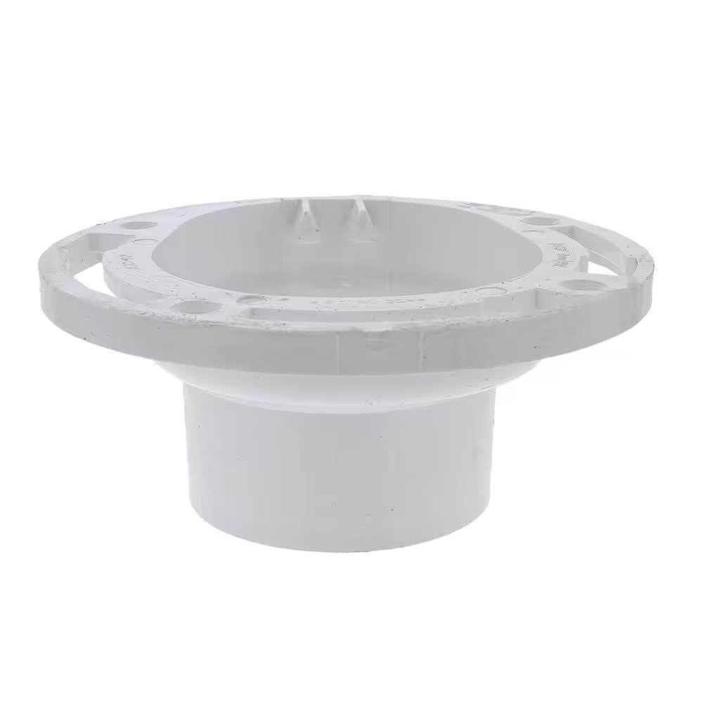 JONES STEPHENS 7 in. O.D. PVC 4-Way Offset Closet (Toilet) Flange Less Knockout, Fits Over 3 in. or Inside 4 in. Schedule 40 DWV Pipe
