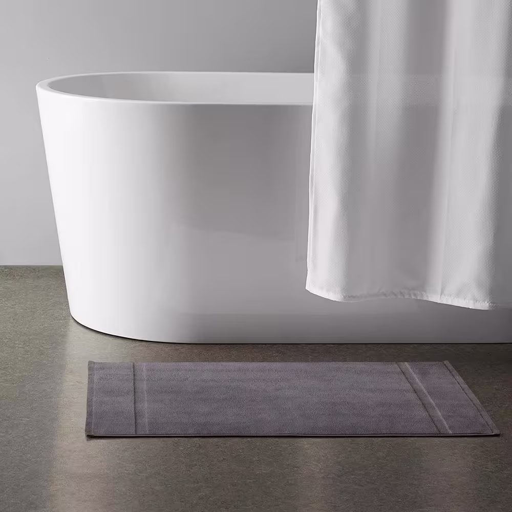A1 Home Collections A1HC Feather Touch Quick Dry 20 in. x 33 in. Sharkskin Grey Solid 100% Organic Cotton 900 GSM Rectangle Bath Mat
