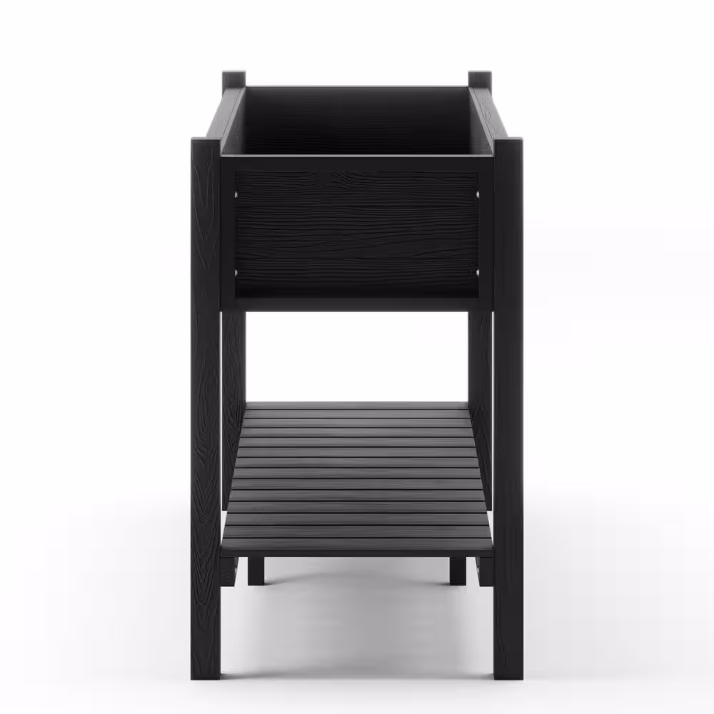 None 48 in. x 18 in. x 30 in. Black Raised Planter Boxes, Elevated Plastic Garden Bed Stand for Backyard, Patio, Balcony