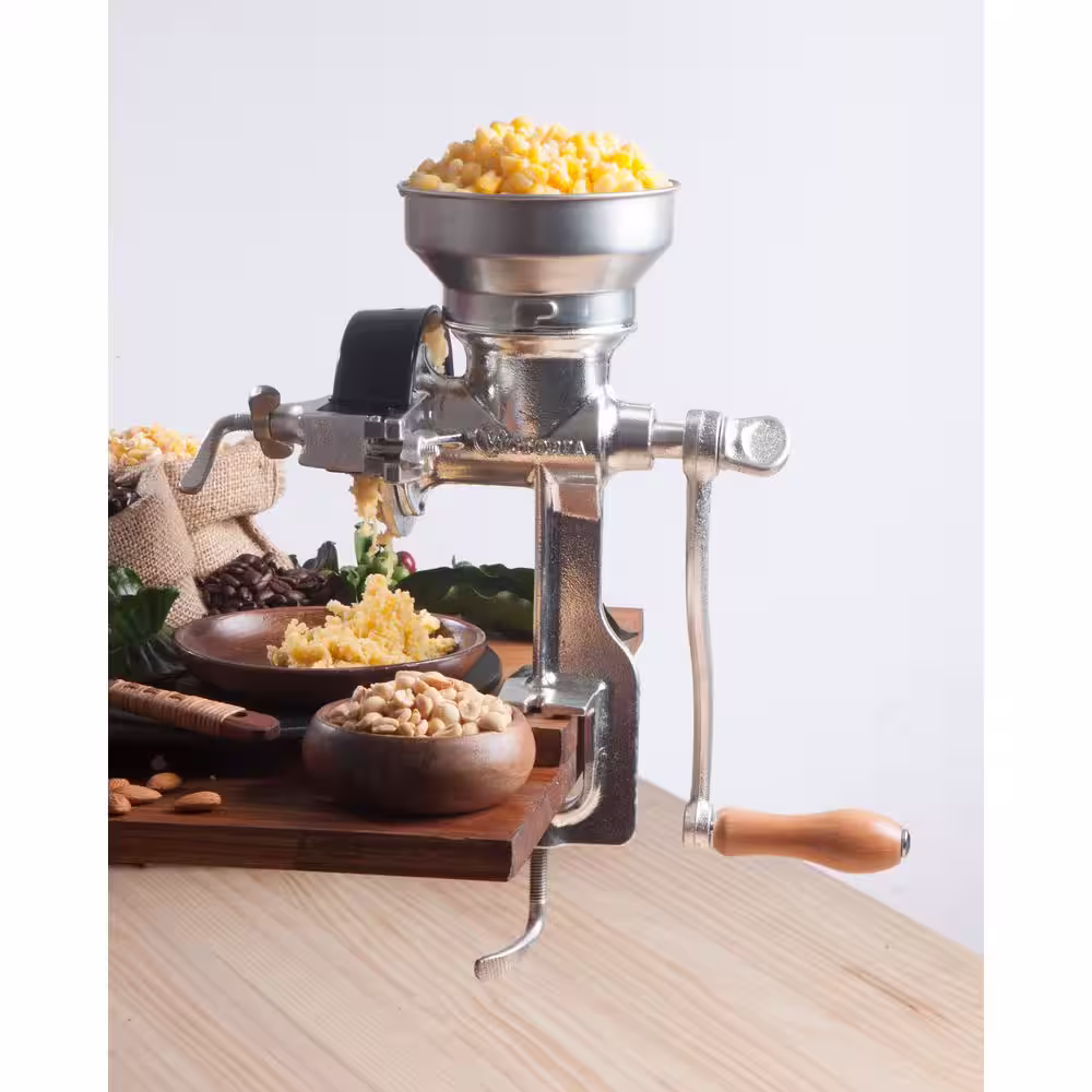 Victoria Grain Grinder with Low Hopper, Corn Mill, Tinned Cast Iron
