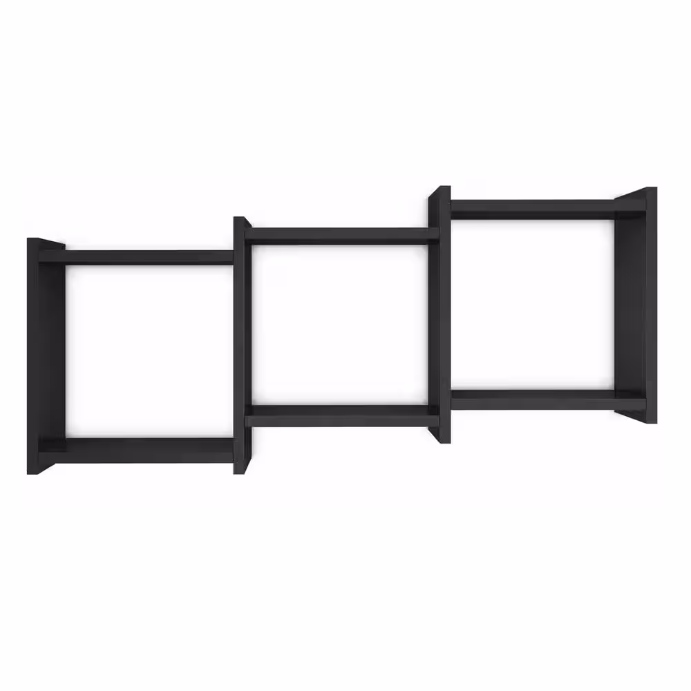 DANYA B Bauhaus Black MDF Wood 3-Cube Floating Wall Shelf